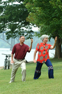 a couple doing taichi