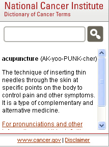 dictionary of cancer terms widget